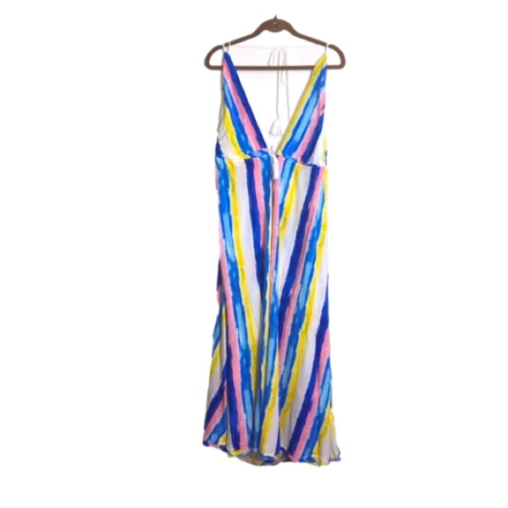 FASHION Nova Striped Halter Spaghetti Strap Coverup M Maxi High Slits